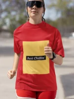 Women's 'Just Chillin'' t-shirt in soft cotton, showcasing a relaxed fit and stylish design