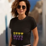 Woman wearing 'Unapologetically Me' t-shirt, showcasing confidence and individuality