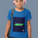 Boys' "Never Text ART" t-shirt featuring bold, artistic graphic design on soft cotton fabric