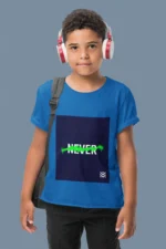 Boys' "Never Text ART" t-shirt featuring bold, artistic graphic design on soft cotton fabric