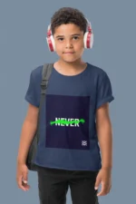 Boys' "Never Text ART" t-shirt featuring bold, artistic graphic design on soft cotton fabric