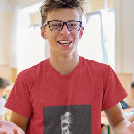 Boy wearing "Change the Game" basketball t-shirt, showcasing bold graphic design and athletic fit.