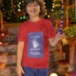 Boys wearing Makers Gonna Make t-shirt with inspiring design